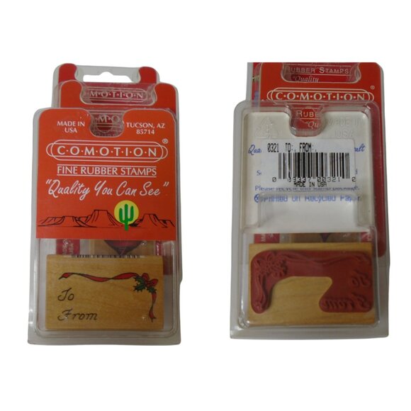 Vintage COMOTION Rubber Stamps Christmas Set of 4 New Made in USA - Picture 5 of 5